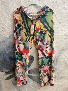 NWT Mukzin Graphic Pants Sequin Waist L